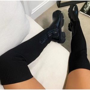 Black thigh high boots